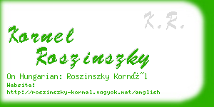 kornel roszinszky business card